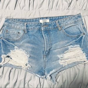 Mid Rise Denim Shorts